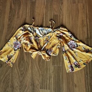 KOOKA Off the Shoulder Crop - Mustard Yellow